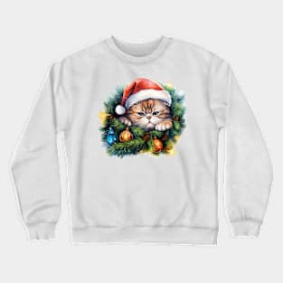 Lazy Exotic Shorthair Cat At Christmas Crewneck Sweatshirt